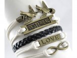 Pulseira branca: infinito, Love, bestfriend, pássaros