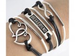 Pulseira preta:coração, infinito, bestfriend