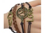 Pulseira castanha: relógio, algemas, Love