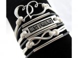 Pulseira branca: coração, bestfriend, infinito