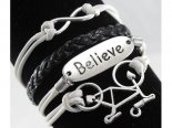 Pulseira branca: infinito, believe bicicleta