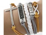 Pulseira laranja: cruz, infinito, bestfriend, Love