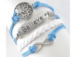 Pulseira azul: infinito, árvore, believe